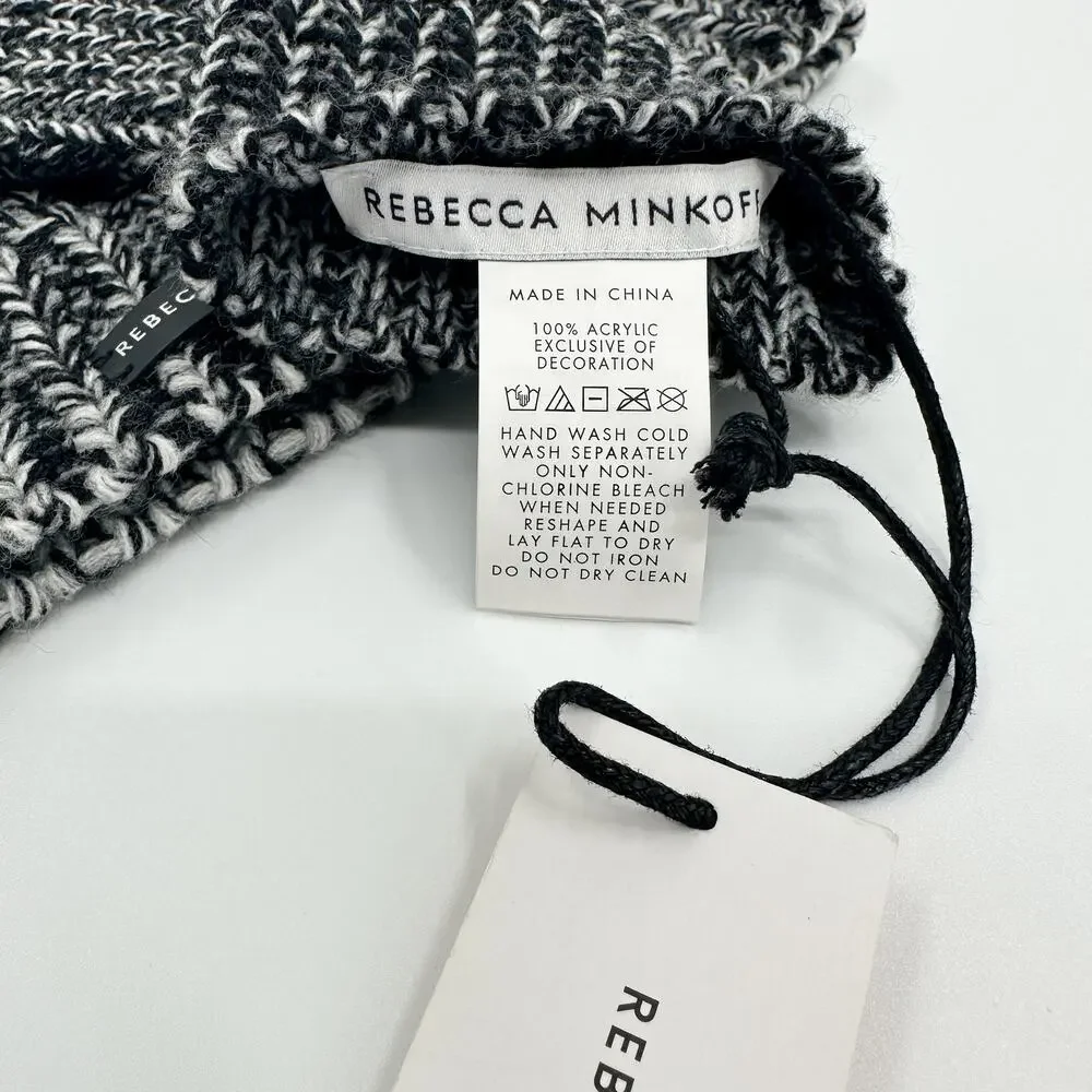 Rebecca‎ Minkoff New Beanie Arm Warmers Marled Set in Black One Size NWT